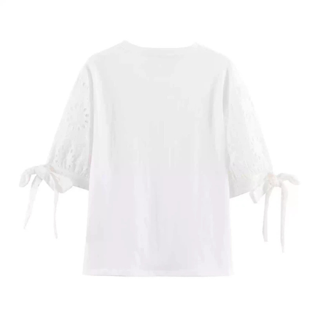 ZARA Summer Casual Lace Trim Bell Sleeve Tee